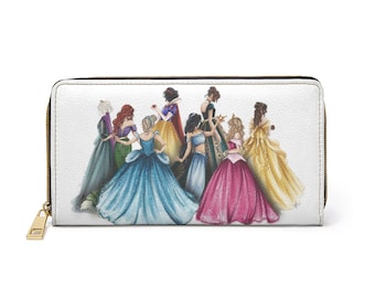 Cartera con cremallera de princesa / Accesorio de moda "Felices para siempre", Monedero de cuento de hadas, Monedero mágico, Tarjetero encantado, Libro de cuentos