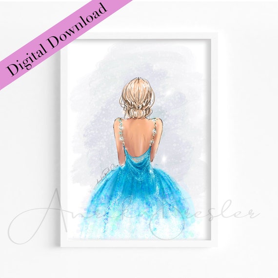 プリンセスアートシンデレラファッションイラスト ナーサリープリント ガラスの靴 デジタルダウンロード Etsy 日本