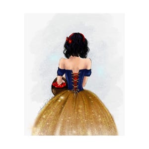 Satin Poster, Snow White Inspired Fashion Art, Wall Decor, Art Print, Princess Poster, Fairy Tale Decor, Gift for Her