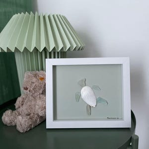 Meerglasbild Schildkröte Schildi Muschelbild Seeglasbild Strandglas Insel Rügen