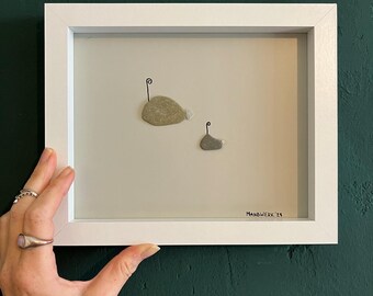 Walfamilie Wal Walmama Walbaby Walkuh Meerestiere Seeglasbild Meerglasbild Strandglas Insel Rugia