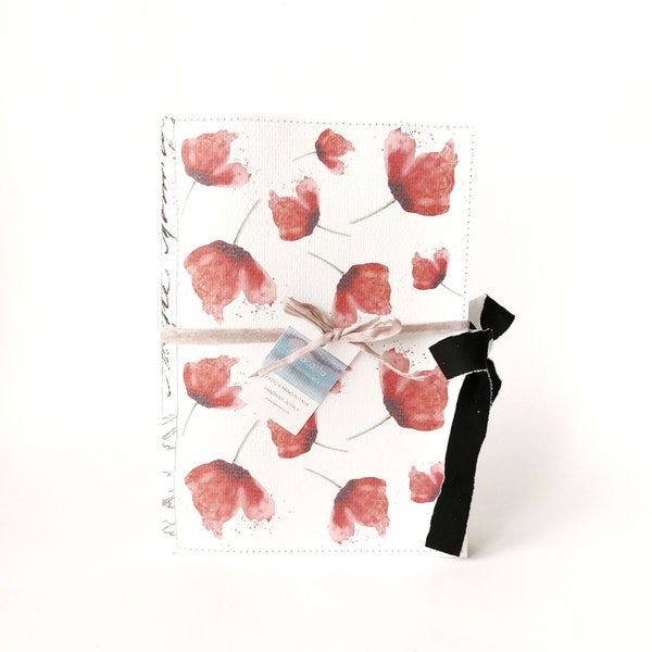 Papaveri, quaderno in carta riciclata, rilegato a mano, 15x21 cm