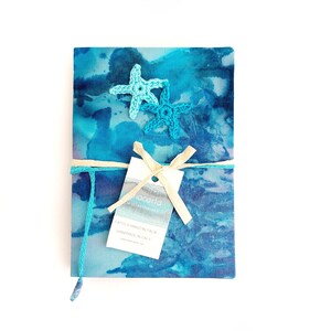 Taccuino fatto a mano in carta riciclata, Batik Oceano e Stelle Marine