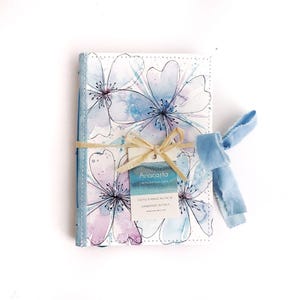 Taccuino dipinto e rilegato a mano, 9,5×14 cm, in carta riciclata, Floreale G