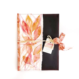 Quaderno A5 Artigianale con Acquarello Botanico Arancio, carta riciclata