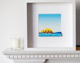 Sea Swimmers at Dawn In White Frame