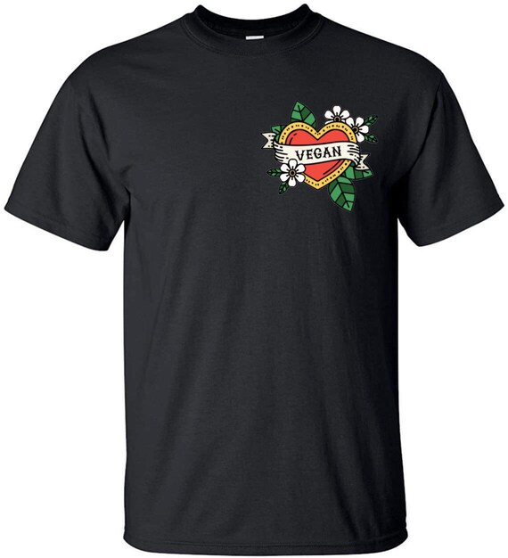 Vegan Tattoo Inspired Heart T-shirt - Etsy Vegan Tattoo Inspired Heart T-shirt - Etsy