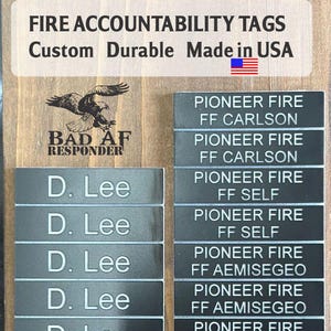 Firefighter Accountability Tag Custom Engraved Gear ID for Incident Command Board | Turnout Gear Name Tag | Passport System Tags