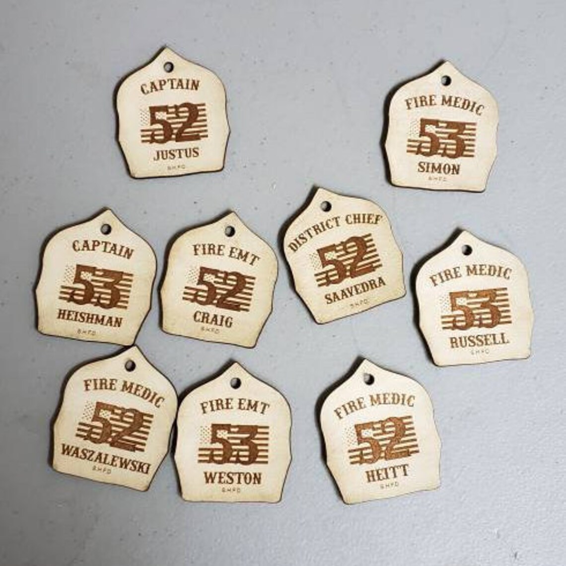 2 Genuine Leather Fire helmet shield Keychain. Fireman Etsy