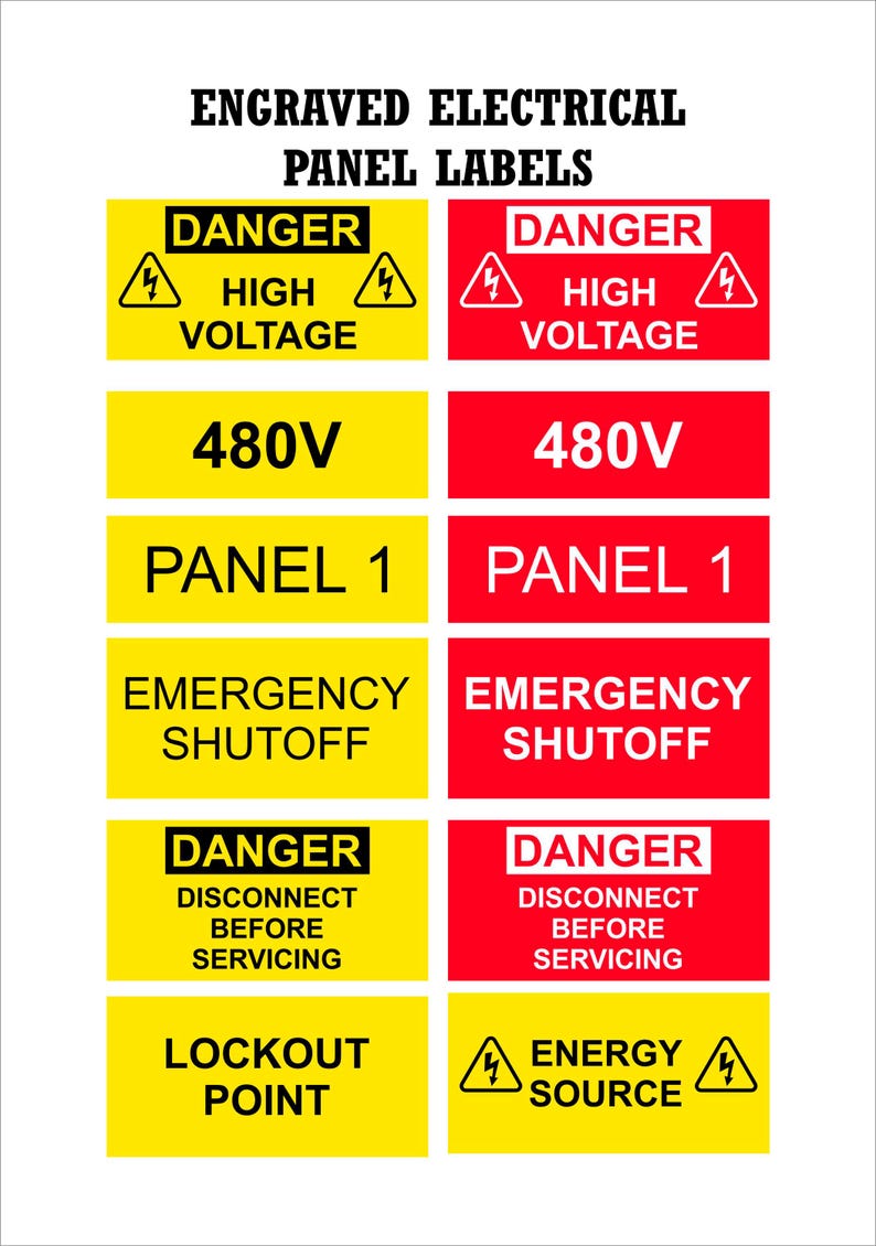 Electric Panel Labels Custom Electrical Panel Labels | Custom Engraved Panel Label | Breaker Panel ...