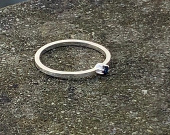 Narrow stacking ring, silver birthstone stacking ring
