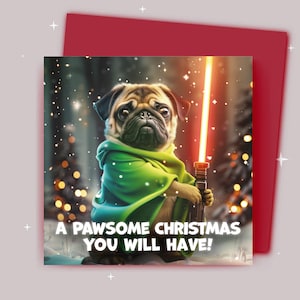 Biglietto di Natale / Un Natale fantastico che avrai / Natale con il carlino Yoda