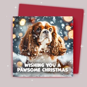 Kerstkaart / Ik wens je een fijne kerst / King Charles Spaniel in a Christmas Snow Scene