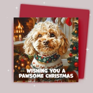 Kerstkaart / Ik wens je een fijne kerst / Cockerpoo draagt een kersttrui