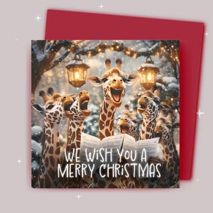 Kerstkaart / Wij wensen je een vrolijk kerstfeest / Giraffes Christmas Carol Singing
