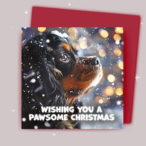 Kerstkaart / Ik wens je een fijne kerst / King Charles Spaniel in a Christmas Snow Scene