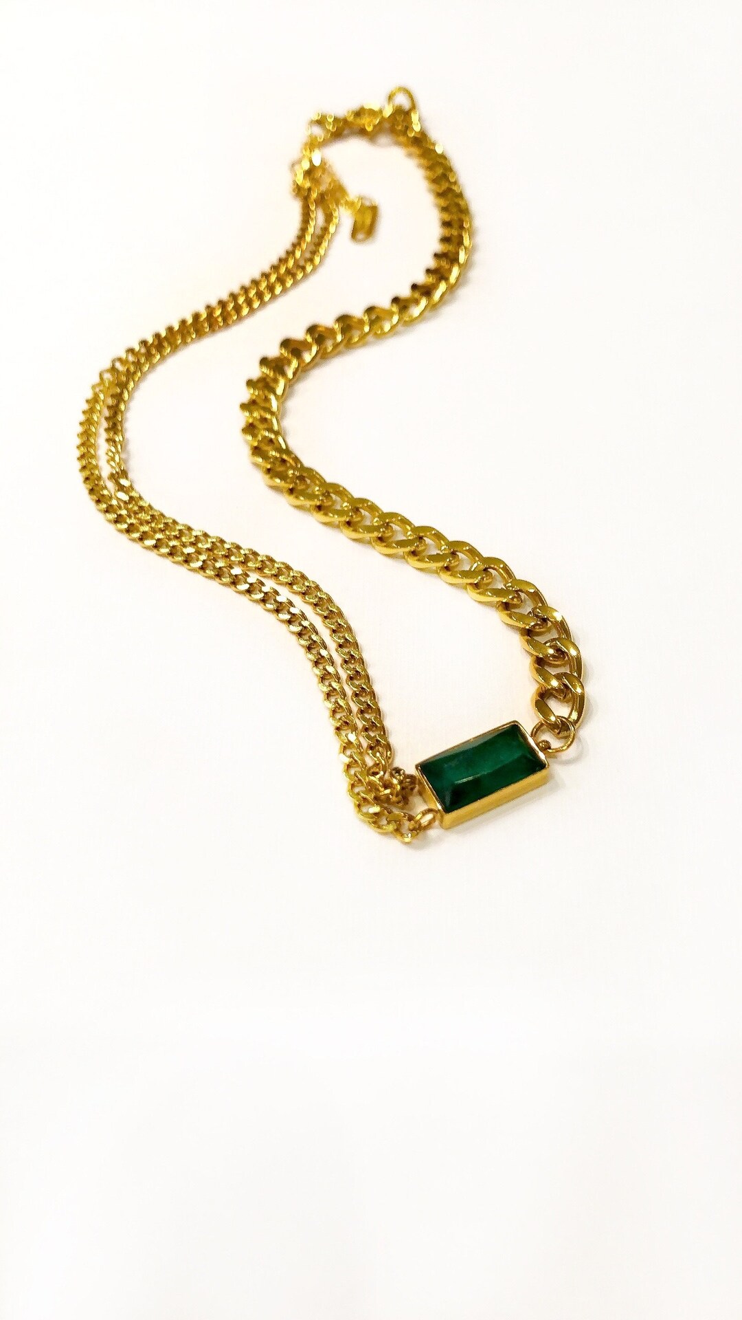 18k Gold Plattierte Kubische Halskette - Trendiger Paperclip Look Mit Zirkonia