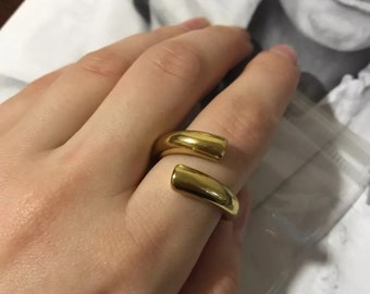 Modern Gold plated ring, Elegant ring, N 7 ring