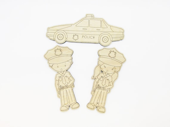 Car Police - Laser Cut Out Unfinished Wood Craft Shape CAR6 Car Police - Laser Cut Out Unfinished Wood Craft Shape CAR6