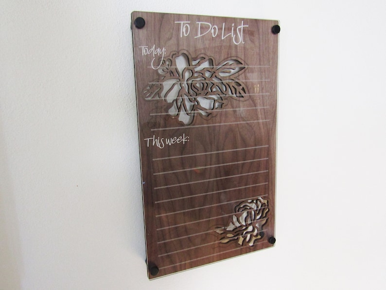 Floral to Do List for Wall - Wood - Acrylic - Dry Erase Board - Wall ...
