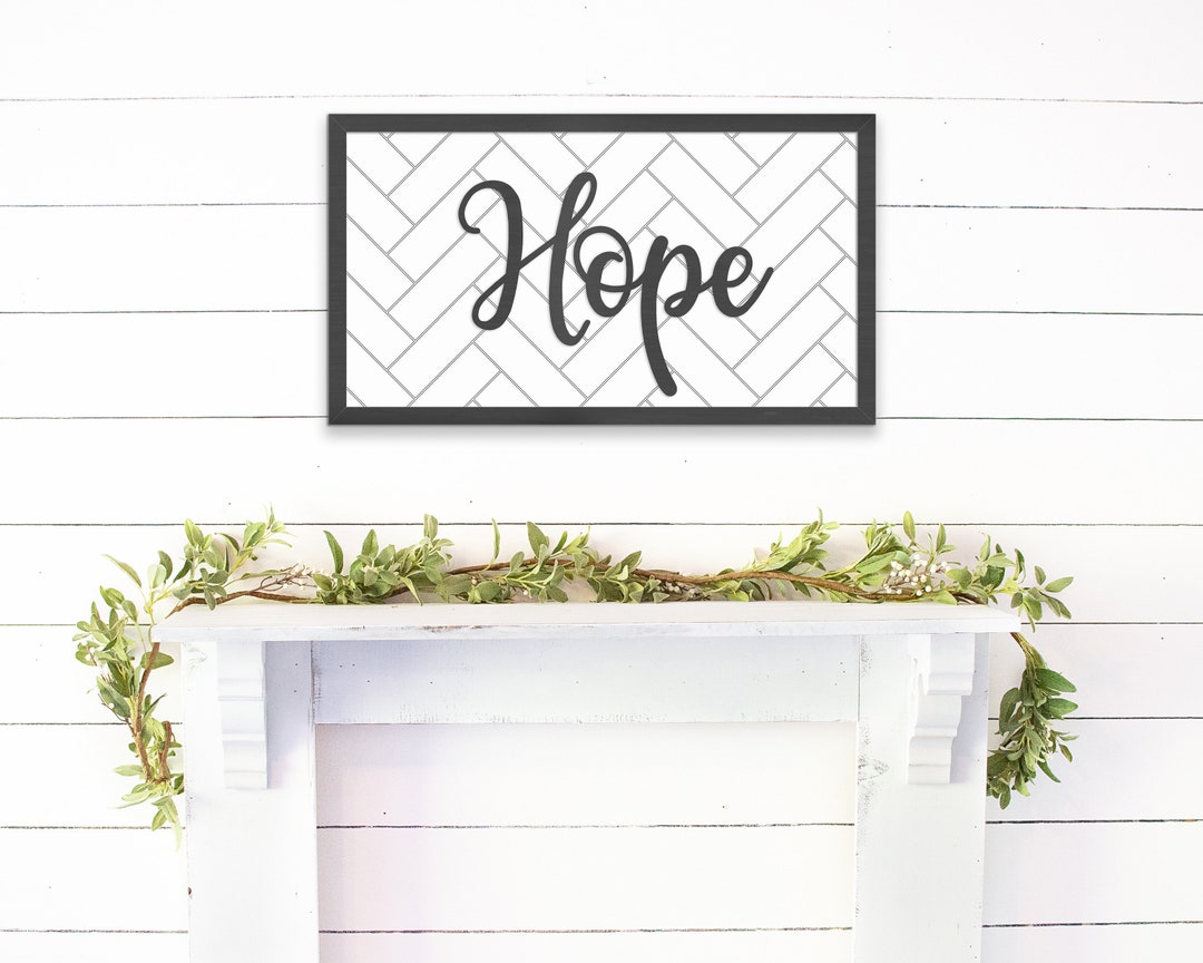 Hope Sign - Hope Wood Sign - Herringbone Tile Rectangle - Farmhouse ...
