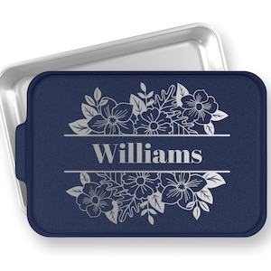 Personalized Cake Pan - Spring Floral Name Cake Pan - Custom Engraved Cake Pan - Housewarming Gift - Baking Pan - Wedding Gift - Baking Pan