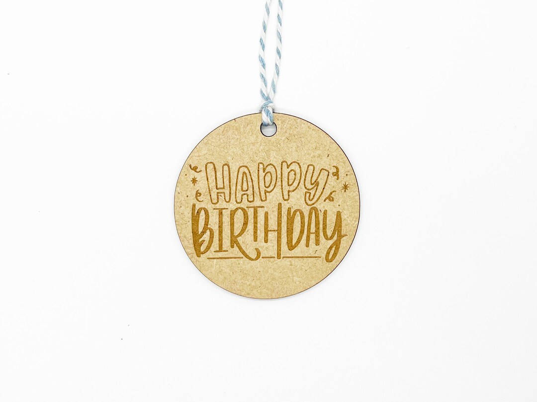 Birthday Gift Tag Happy Birthday Confetti Stars Gift Tag, Birthday Tag, Happy Birthday Tag, Wood