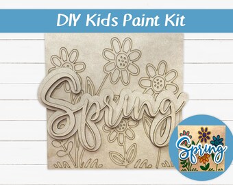 DIY Kids Paint Kit - Spring Flowers Floral Kit, Kids Paint Project, DIY Kit, Childrens Craft Project, Kids Craft Kit, Birthday Party