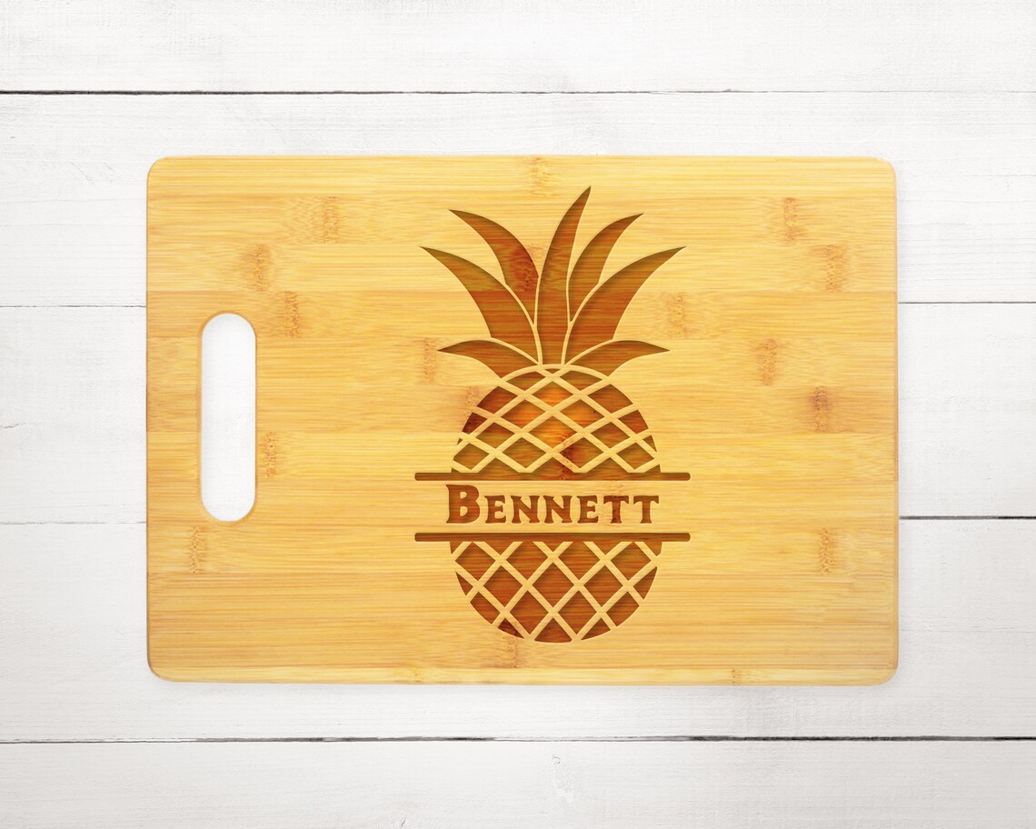 Bamboo Cutting Board Pineapple Split Line Personalized Etsy UK