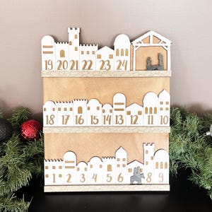 Christmas Advent Calendar - Nativity Christmas Town Countdown Advent Calendar, Wooden Advent Calendar, Interactive Advent Calendar