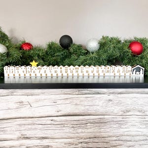 Christmas Advent Calendar - Nativity Town Manger Advent Calendar, Wooden Advent Calendar, Interactive Advent Calendar, Star, Village