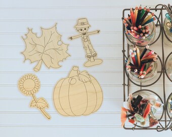 Fall Harvest Wood Craft Kit – Paintable Shapes, DIY Activity