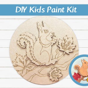 DIY Kids Paint Kit - Squirrel Leafy Branch Kit, Kids Paint Project, DIY Kit, Childrens Craft Project, Kids Craft Kit, Birthday Party