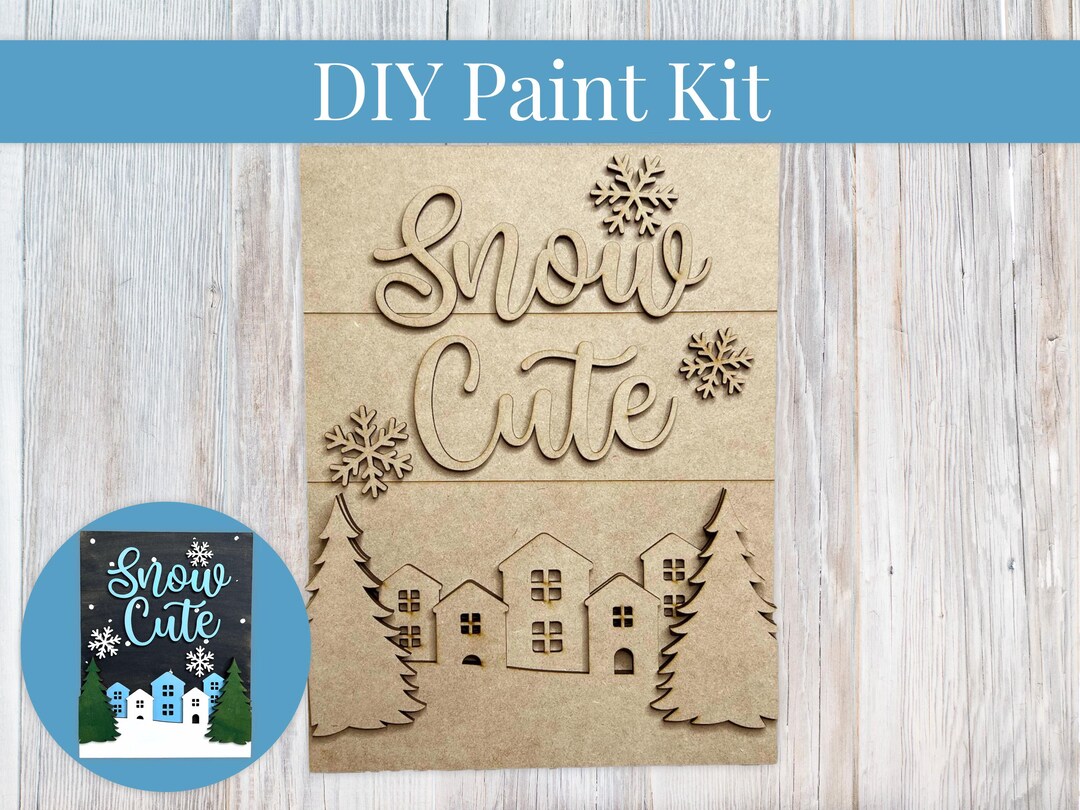DIY Sign Kit - Snow Cute Village Sign, Welcome Sign, DIY Kit, Paint at ...