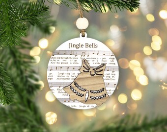 Christmas Carols Ornament - Jingle Bells - Christmas Songs Ornaments - Christmas Sheet Music Ornament, Wood Ornament