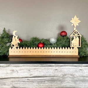 Christmas Advent Calendar | Nativity Advent Calendar | Wooden Advent Calendar | Star | Manger - UPDATED
