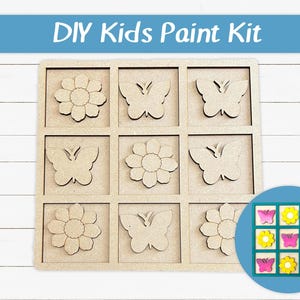 DIY Kids Paint Kit - Summer Tic Tac Toe Kit, Kids Paint Project, DIY Kit, Childrens Craft Project, Kids Craft Kit, Birthday Party