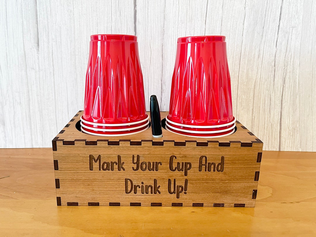 Plastic Cup and Marker Holder Cup Caddy, Cup Box, Wood Cup Holder, Cup Holder, Picnic Cup Holder