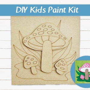 DIY Kids Paint Kit - Mushrooms Grass DIY Kit, Kids Paint Project, DIY Kit, Childrens Craft Project, Kids Craft Kit, Birthday Party