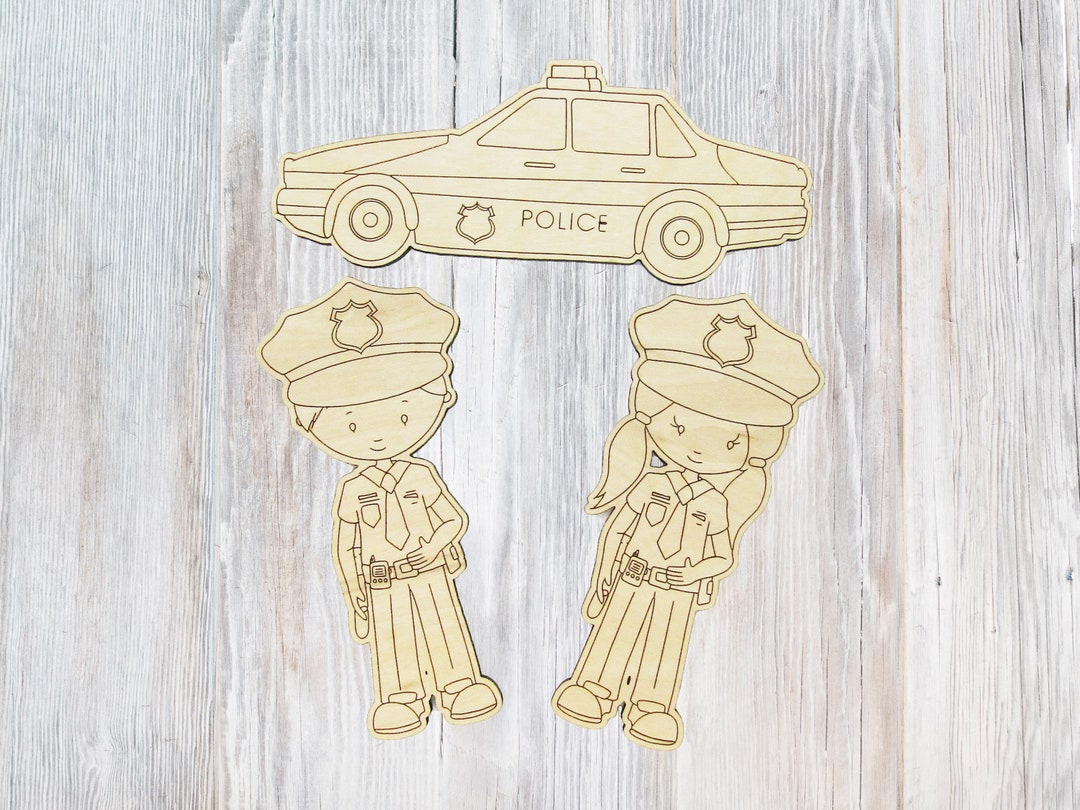 Car Police - Laser Cut Out Unfinished Wood Craft Shape CAR6 Car Police - Laser Cut Out Unfinished Wood Craft Shape CAR6