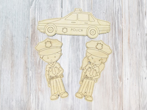 Car Police - Laser Cut Out Unfinished Wood Craft Shape CAR6 Car Police - Laser Cut Out Unfinished Wood Craft Shape CAR6