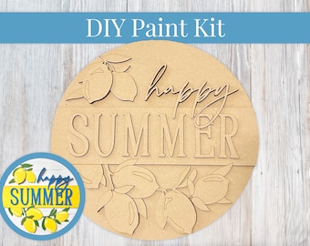 DIY Paint Kit - Happy Summer Lemons Sign, Wood Sign, Unfinished DIY Wood Kit Craft Kit, DIY Blanks, Home Decor, Door Hanger