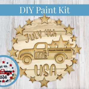 DIY Sign Kit - July 4th USA Sign, Welcome Sign, DIY Kit, Paint at Home, Wood Craft Kit, Paint Your Own, Paint Party