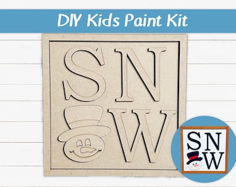 DIY Kids Paint Kit - Snow Letter Snowman Kit, Kids Paint Project, DIY Kit, Childrens Craft Project, Kids Craft Kit, Birthday Party
