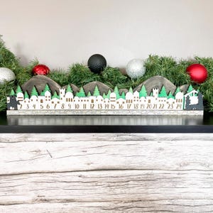 Christmas Advent Calendar - Nativity Christmas Town Mountains Countdown Advent Calendar, Wooden Advent Calendar, Interactive Advent Calendar