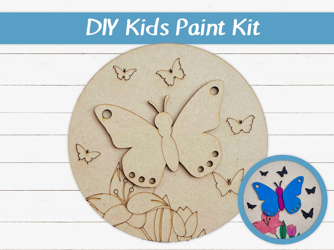 DIY Kids Paint Kit - Butterfly Flower DIY Kit, Kids Paint Project, DIY ...