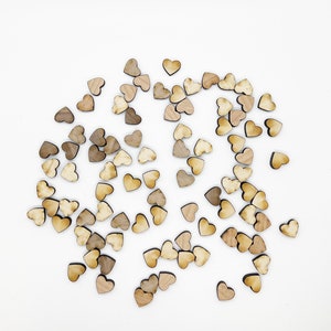 Wood Confetti - 100 BLANK 1/2&quot; Wood Hearts, Wood Confetti Hearts, Rustic Wedding Decor, Table Decorations, Small Wooden Hearts