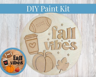DIY Fall Vibes Coffee Pumpkin Sign Kit: Paint Your Own Wood Craft