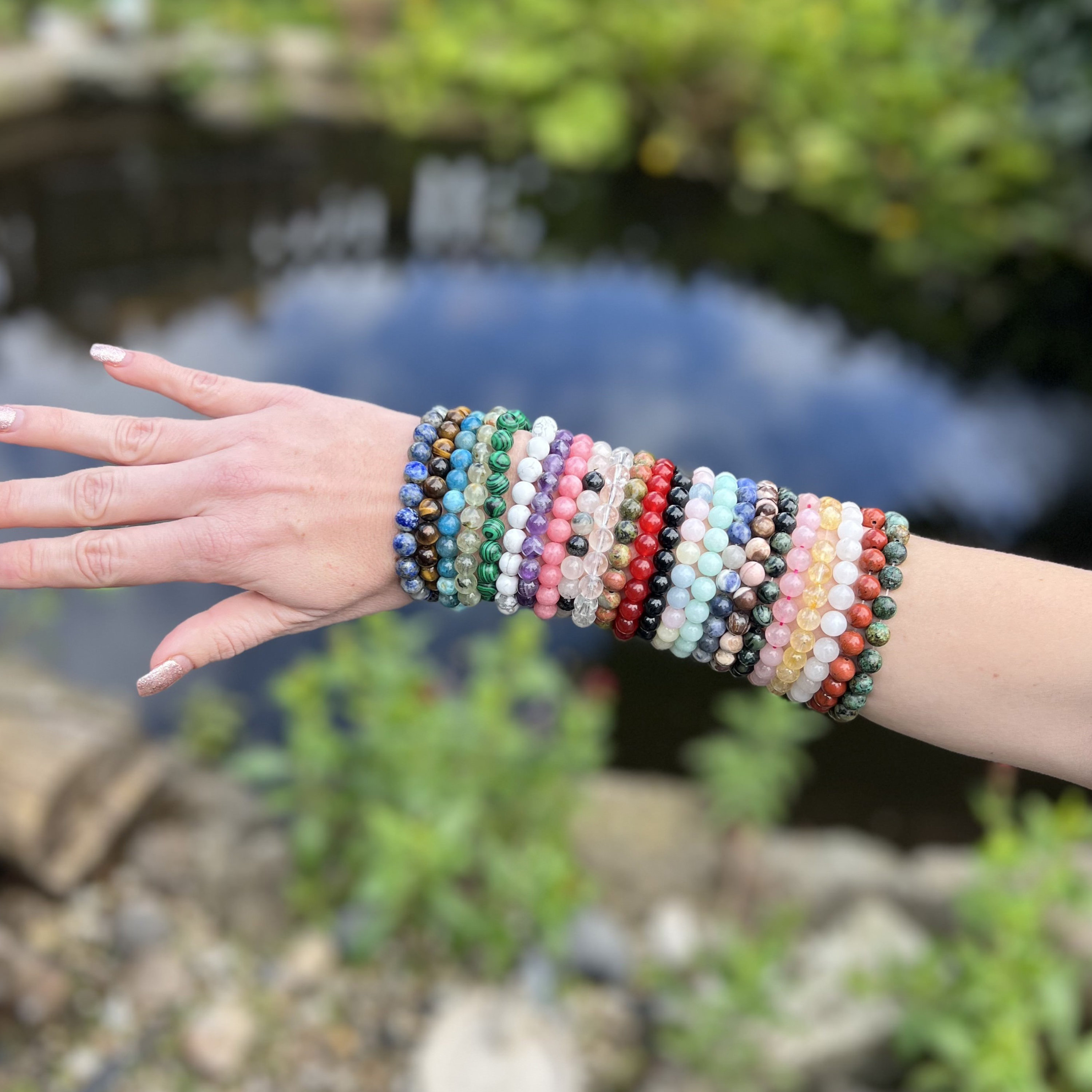 Natural Gemstone 8mm Bead Healing Chakra Bracelet Protection Gem