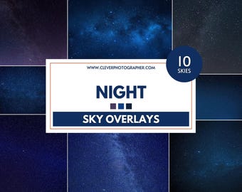 10 Night Sky Textures & Overlays | Super High Quality | Photoshop Overlays | Luminar NEO Skies | Sky Replacements | Photography Backdrop